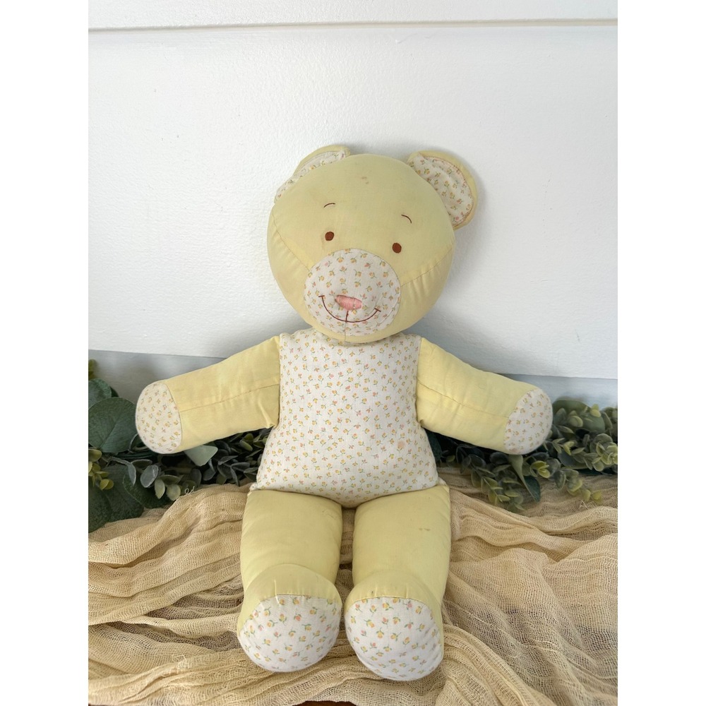 House of Hatten teddy Bear yellow cloth floral vintage nursery‎ stuffed animal